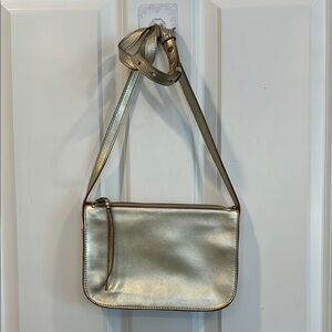 Madewell Gold Metallic Leather Crossbody Bag